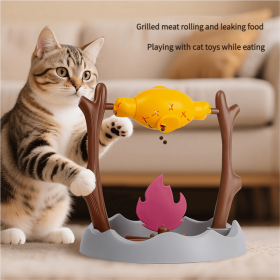 Cat BBQ Rolling Leaky Food Toy Rotating Flame Pet Puzzle Toy