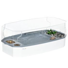 Turtle Tank Kit with Basking Platform, Water Pump, Filter, Easy Clean Reptile Habitat
