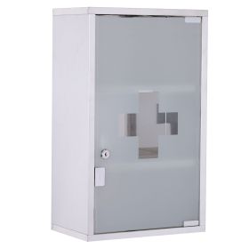 Medicine Cabinet Lockable 12"x20", Stainless Steel, 3 Tier with Shelves for Bathroom Storage