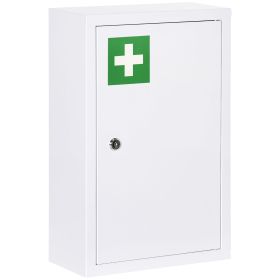 12x18 White Lockable Medicine Cabinet 3 Tier Steel Medical Box 2 Keys Bathroom Wall Storage