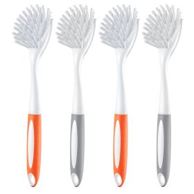 VEVOR Dish Brush, 4 Pack Kitchen Scrub Brushes with PP Handle, Dish Cleaning Brushes with Curved Bristles, Ideal for Pots, Pans, Sink and Stove