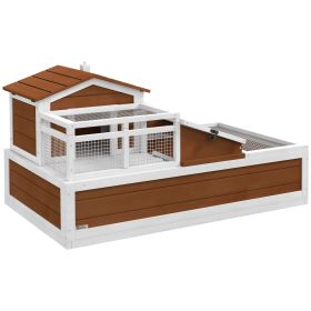 Tortoise House with Balcony, 3-Room Habitat, 2-Story, 44" x 25.5" x 25", Weather-Proof, Coffee