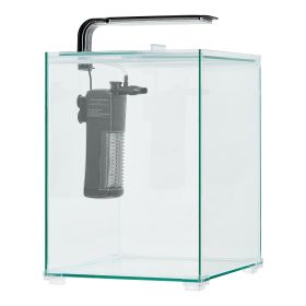 VEVOR Fish Tank Aquarium, 5 Gallon Square Ultra-Clear Glass Starter Smart Tank Adjustable 3 Color Lighting