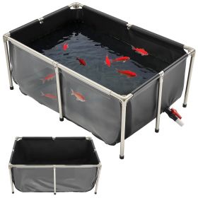VEVOR Canvas Fish Pond, 126.8 Gal Above Ground Fish Pond, PVC Koi Tank with Clear Viewing Panel