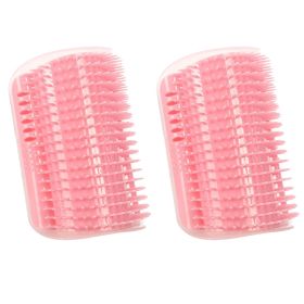 1/2pcs Corner Scrubber Cat Scratcher Massage Brush Scratcher Toy Cat Scratch Board, Wall Corner Cat Brush Pet Groomer Tool Brush Comb Pet Supplie (Quantity: 2pcs, Color: Pink)