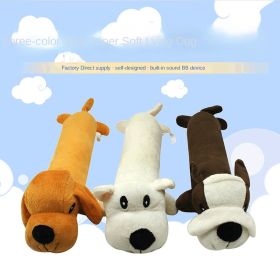 Pet dog gnaws and makes sounds toy dog plush toy; clean teeth toy dog toy cat toy (Colour: Coffee dog)