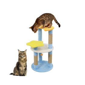 Indoor Cute Modern Cat Tree with Platform (Type: Cat Supplies, Color: Blue & Yellow)