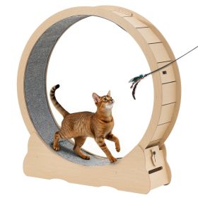 VEVOR Cat Exercise Wheel, 48 in Wooden Cat Running Wheel for Indoor Cats up to 28 lbs, Cats Treadmill with Carpeted Runway & Locking Mechanism (Default: Default)