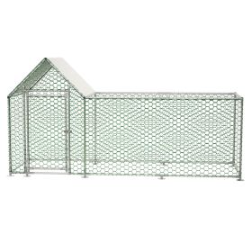 10x3FT Metal Chicken Coop Run Backyard Hen House Poultry Habitat Cage w/Cover (Color: as Pic)