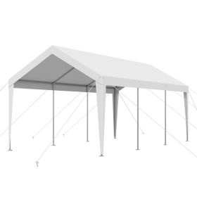 VEVOR Carport, 10 x 20 FT Outdoor Car Canopy, Potable Carport, Heavy Duty Galvanized Car Shelter, UV-Resistant & Water-Resistant (Shape: White-10x20 ft)