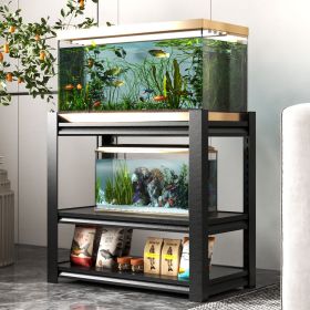 20-30 Gallon Fish Tank Stand - Metal Aquarium Stand, 34 "W x 18 "D x 31"H Adjustable Heavy Duty Reptile Tank Stand (Color: Black)