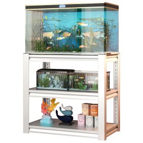 20-30 Gallon Fish Tank Stand - Metal Aquarium Stand, 34 "W x 18 "D x 31"H Adjustable Heavy Duty Reptile Tank Stand (Color: Antique White)