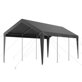 VEVOR Carport, 10 x 20 FT Outdoor Car Canopy, Potable Carport, Heavy Duty Galvanized Car Shelter, UV-Resistant & Water-Resistant (Shape: Black-10x20 ft)